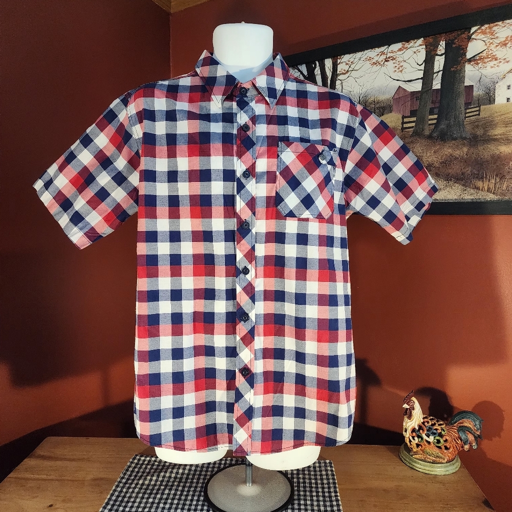 ENYCE Sean Combs Short Sleeve Button-down Shirt Size Large